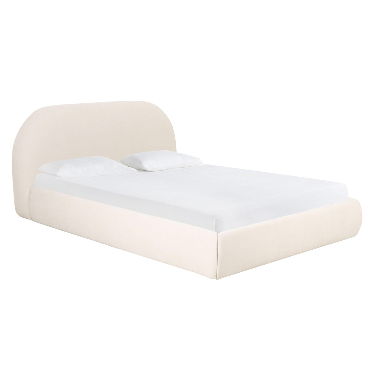 Bara Cream Textured Performance Velvet Bed — Cream Queen