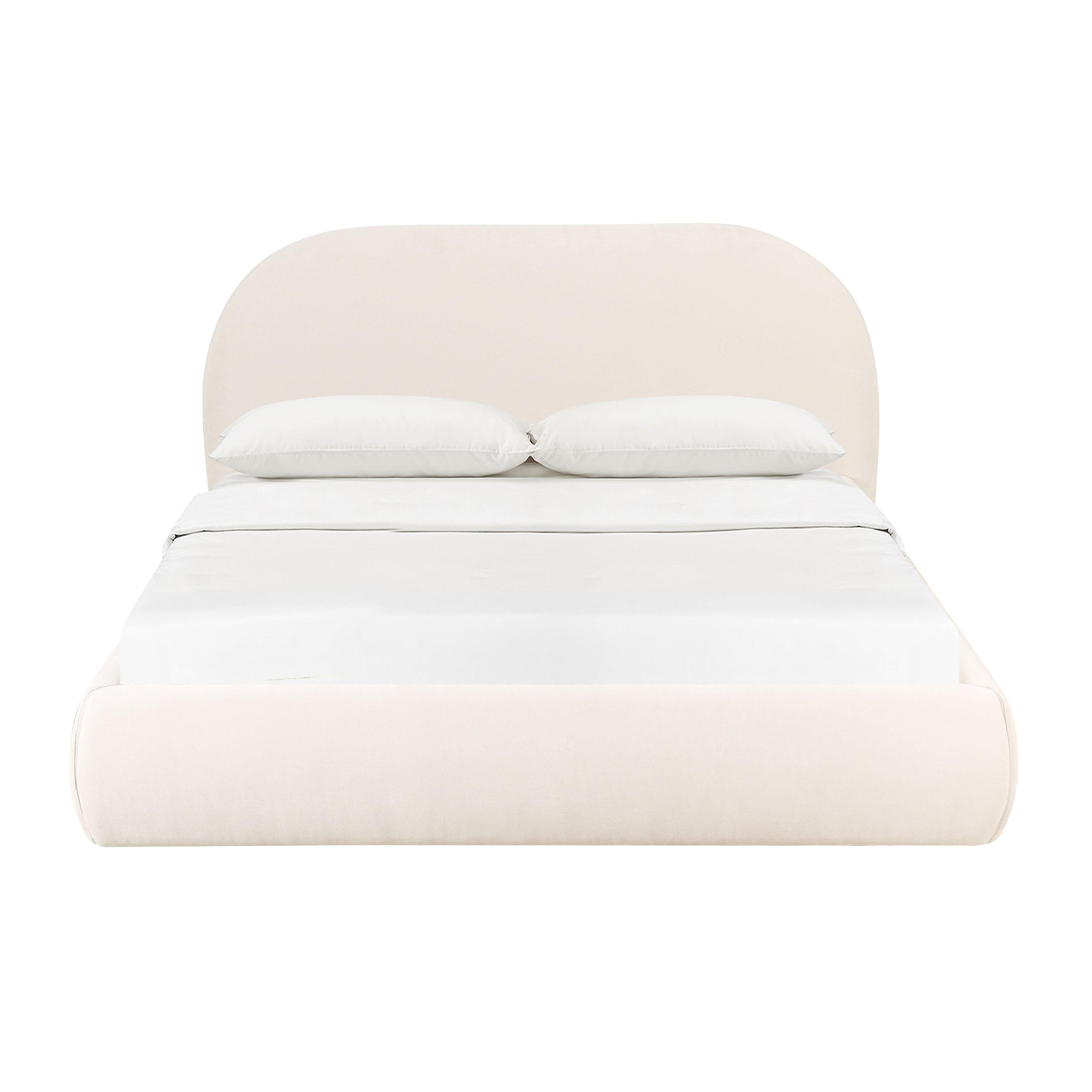 Bara Cream Textured Performance Velvet Bed
