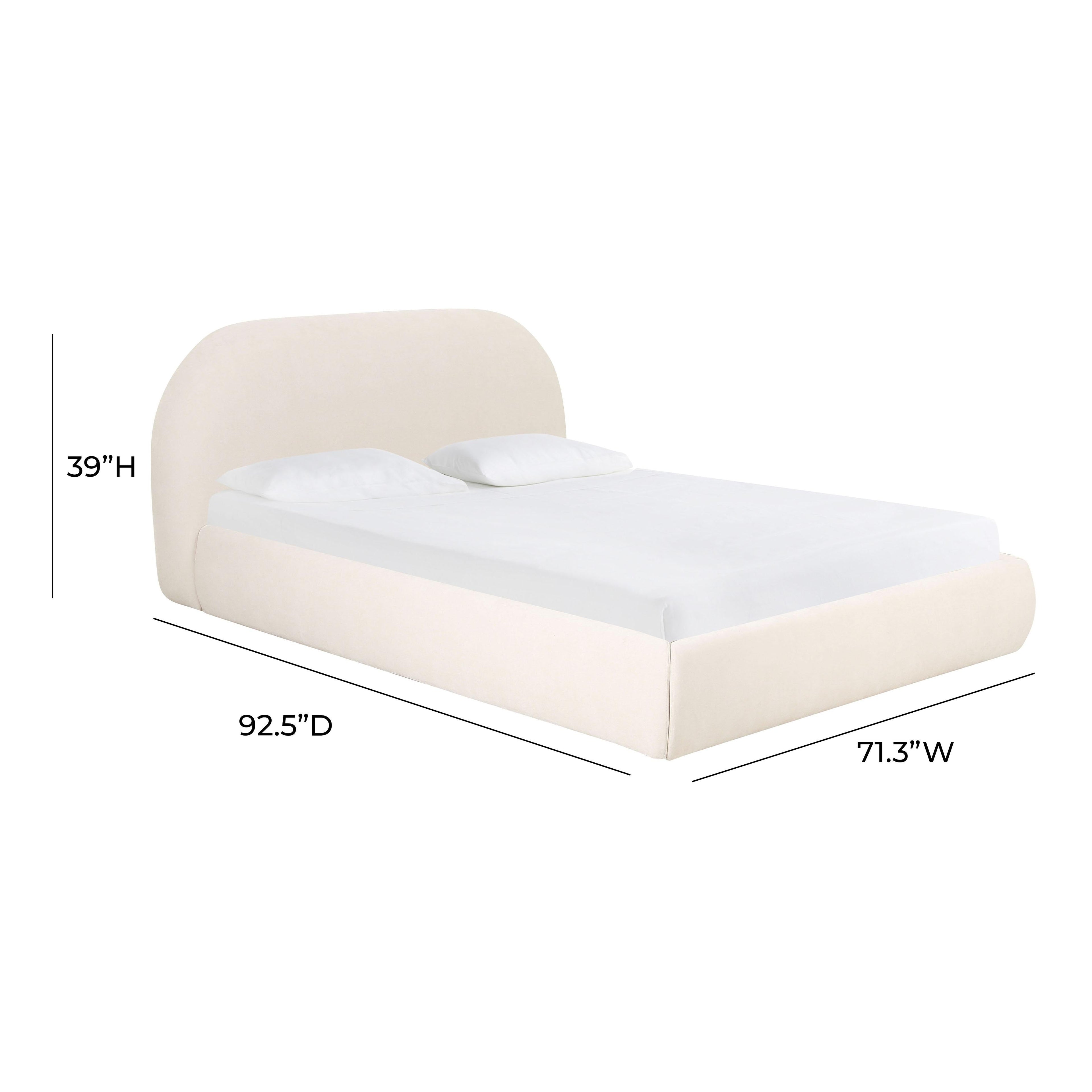 Bara Cream Textured Performance Velvet Bed