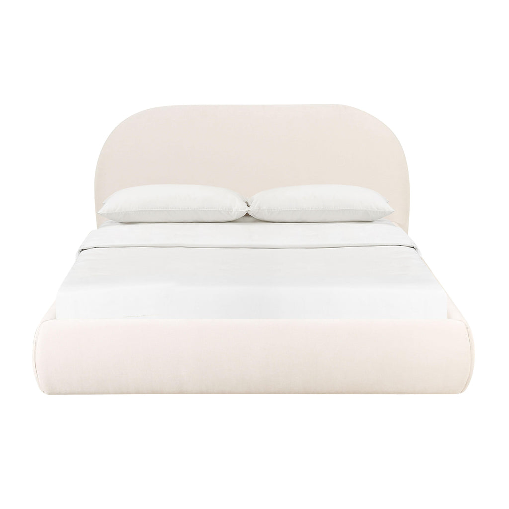 Bara Cream Textured Performance Velvet Bed