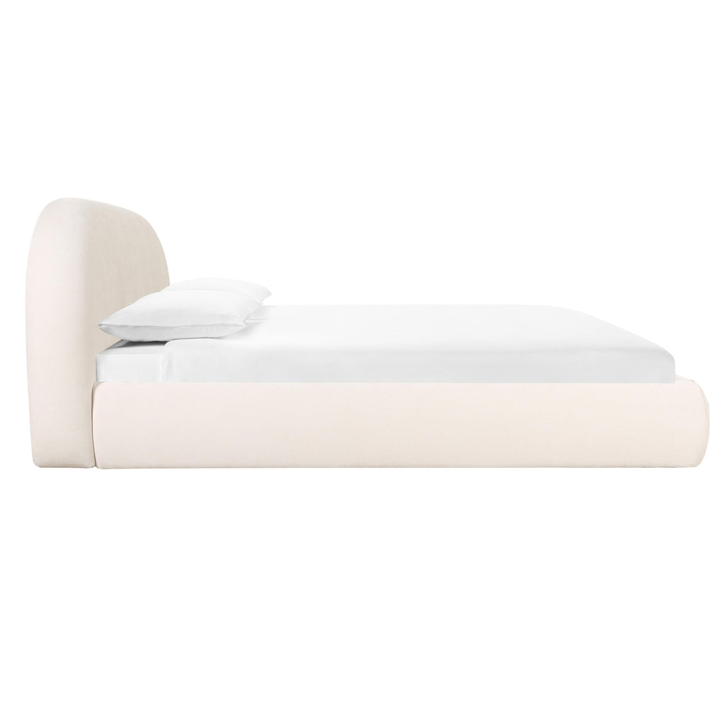 Bara Cream Textured Performance Velvet Bed