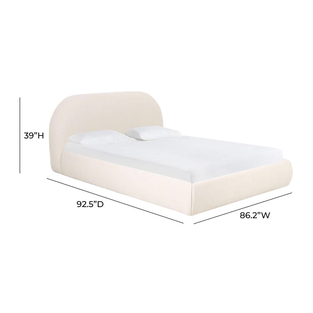 Bara Cream Textured Performance Velvet Bed