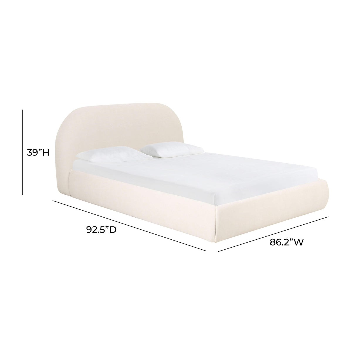 Bara Cream Textured Performance Velvet Bed