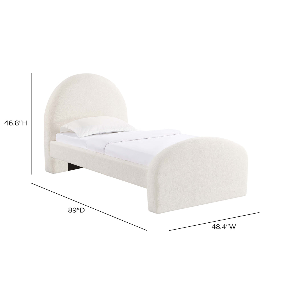 Moon Cream Performance Boucle Twin Bed