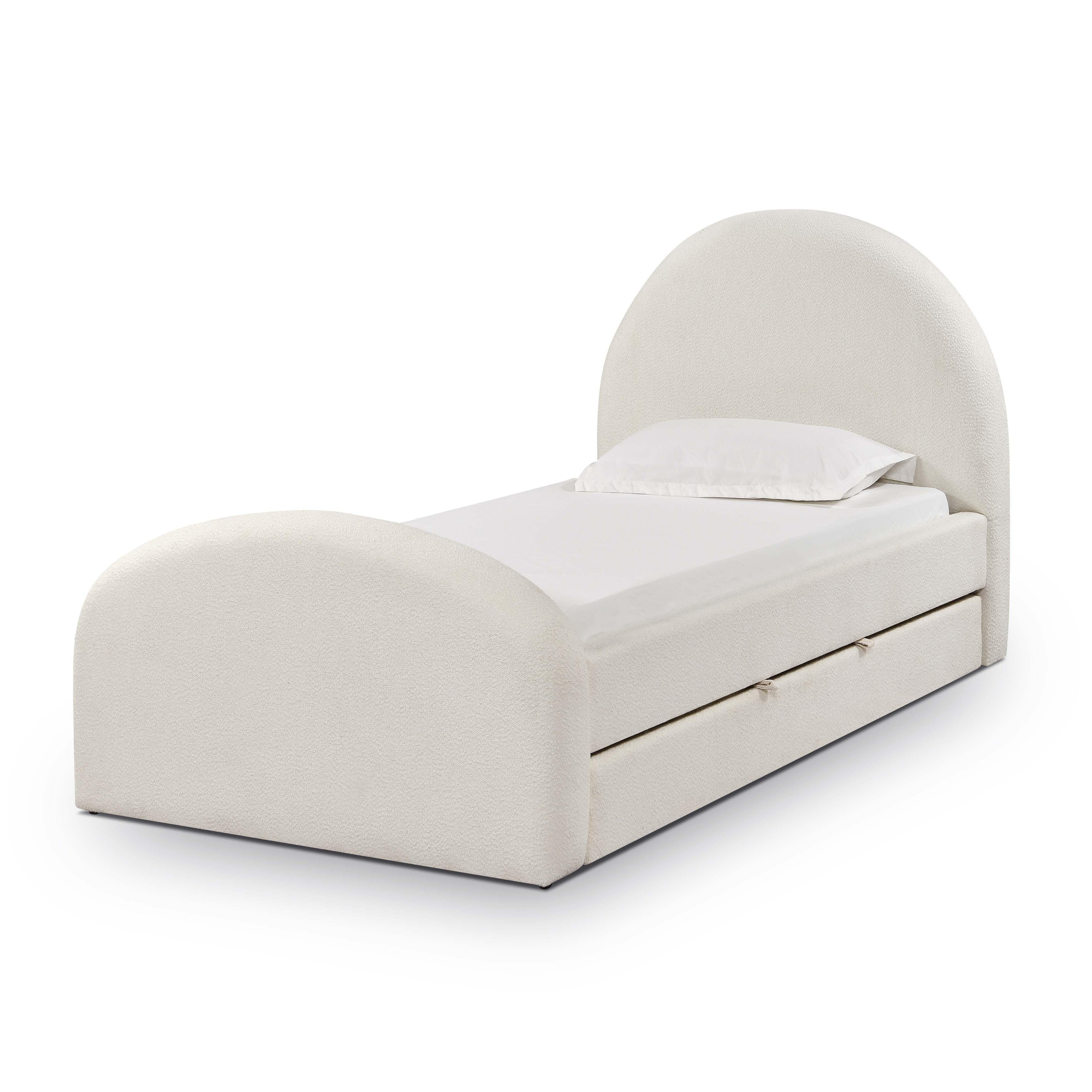 Moon Cream Performance Boucle Twin Trundle Bed