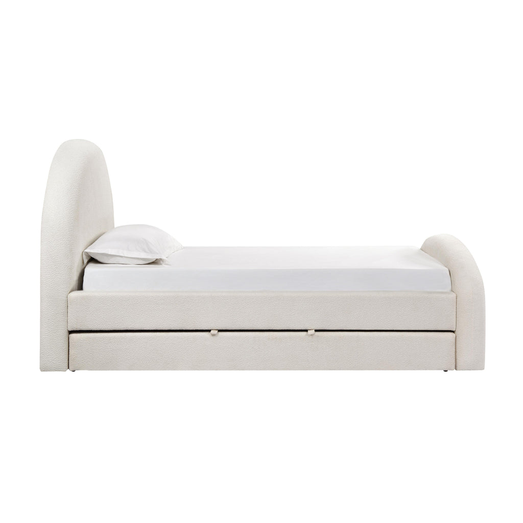 Moon Cream Performance Boucle Twin Trundle Bed