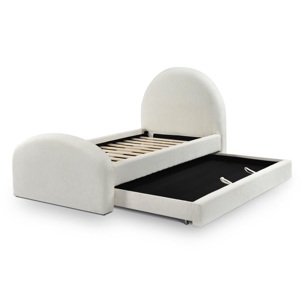 Moon Cream Performance Boucle Twin Trundle Bed