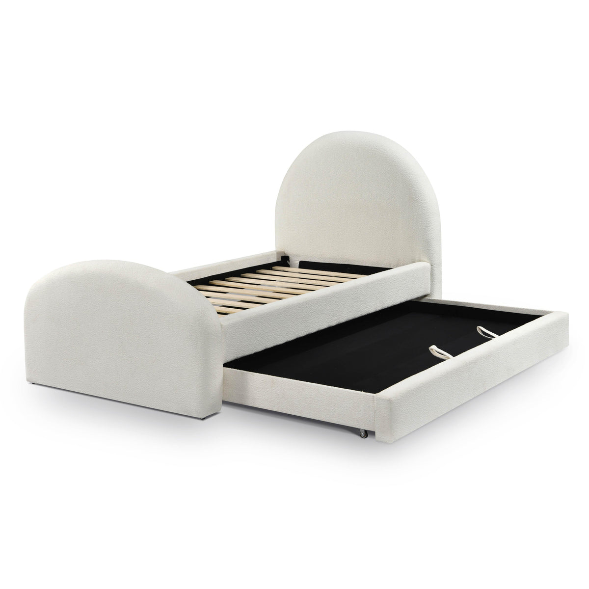 Moon Cream Performance Boucle Twin Trundle Bed