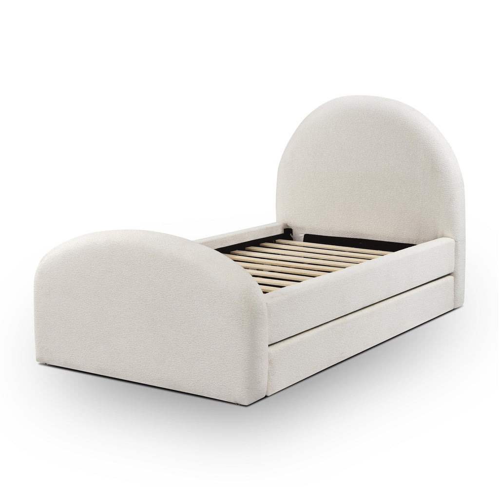 Moon Cream Performance Boucle Twin Trundle Bed