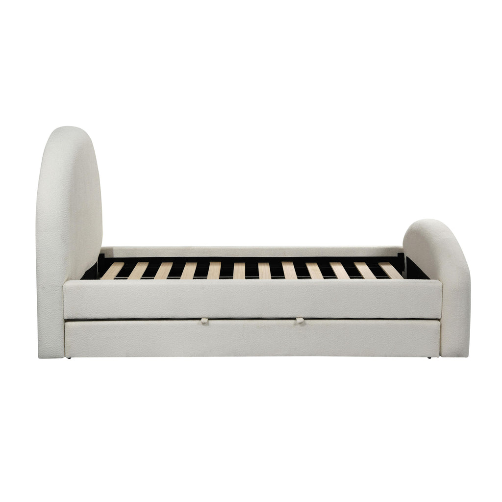 Moon Cream Performance Boucle Twin Trundle Bed