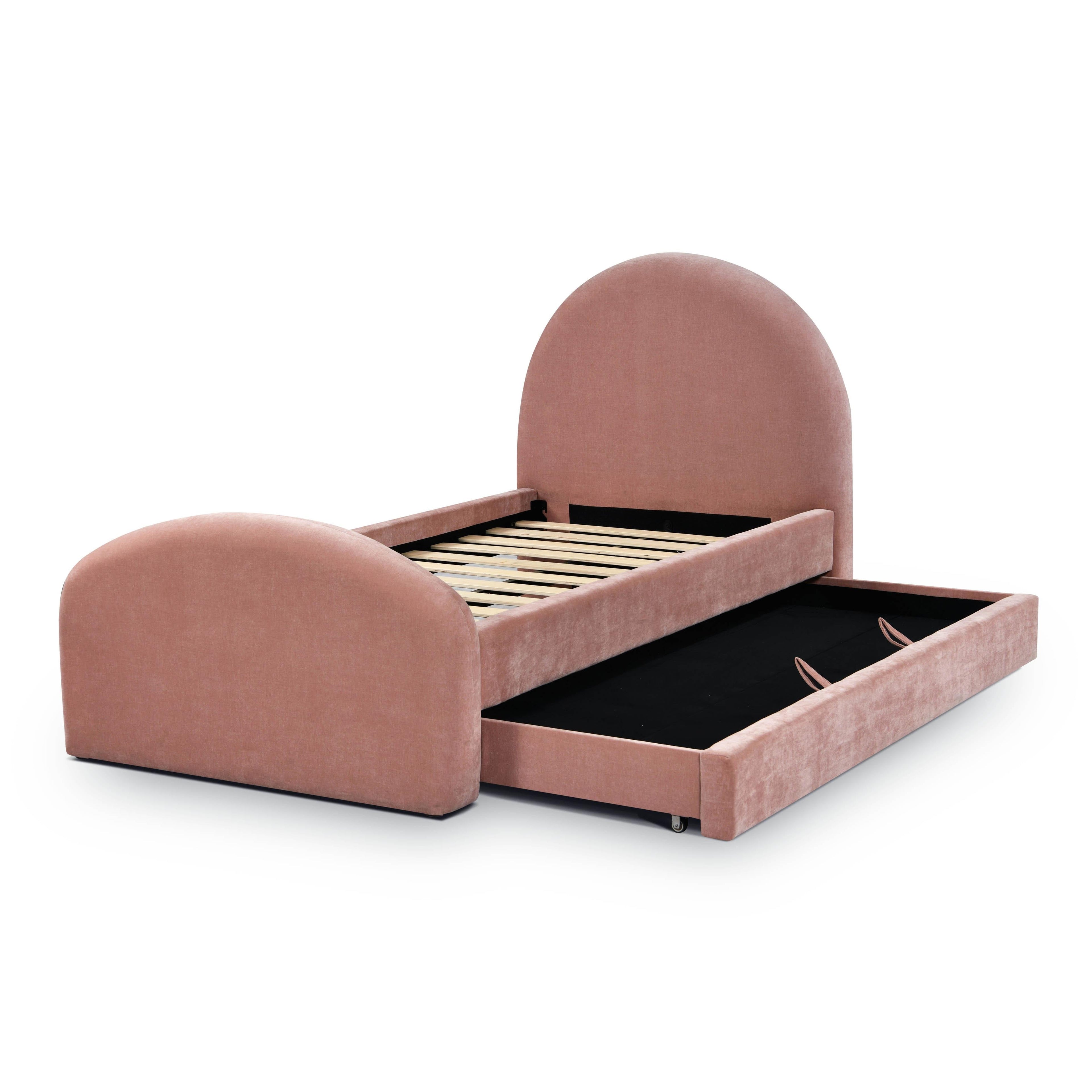 Moon Rose Upcycled Contract-Grade Chenille Twin Trundle Bed
