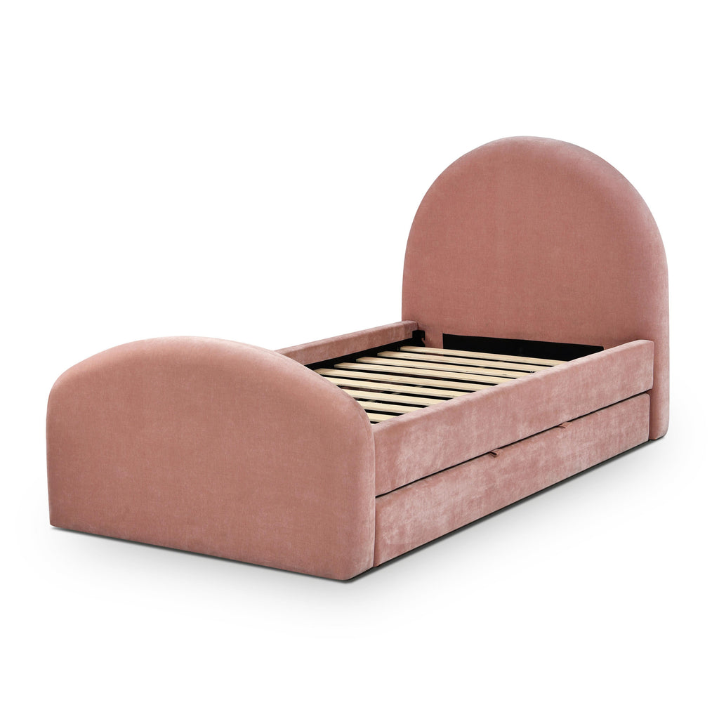 Moon Rose Upcycled Contract-Grade Chenille Twin Trundle Bed