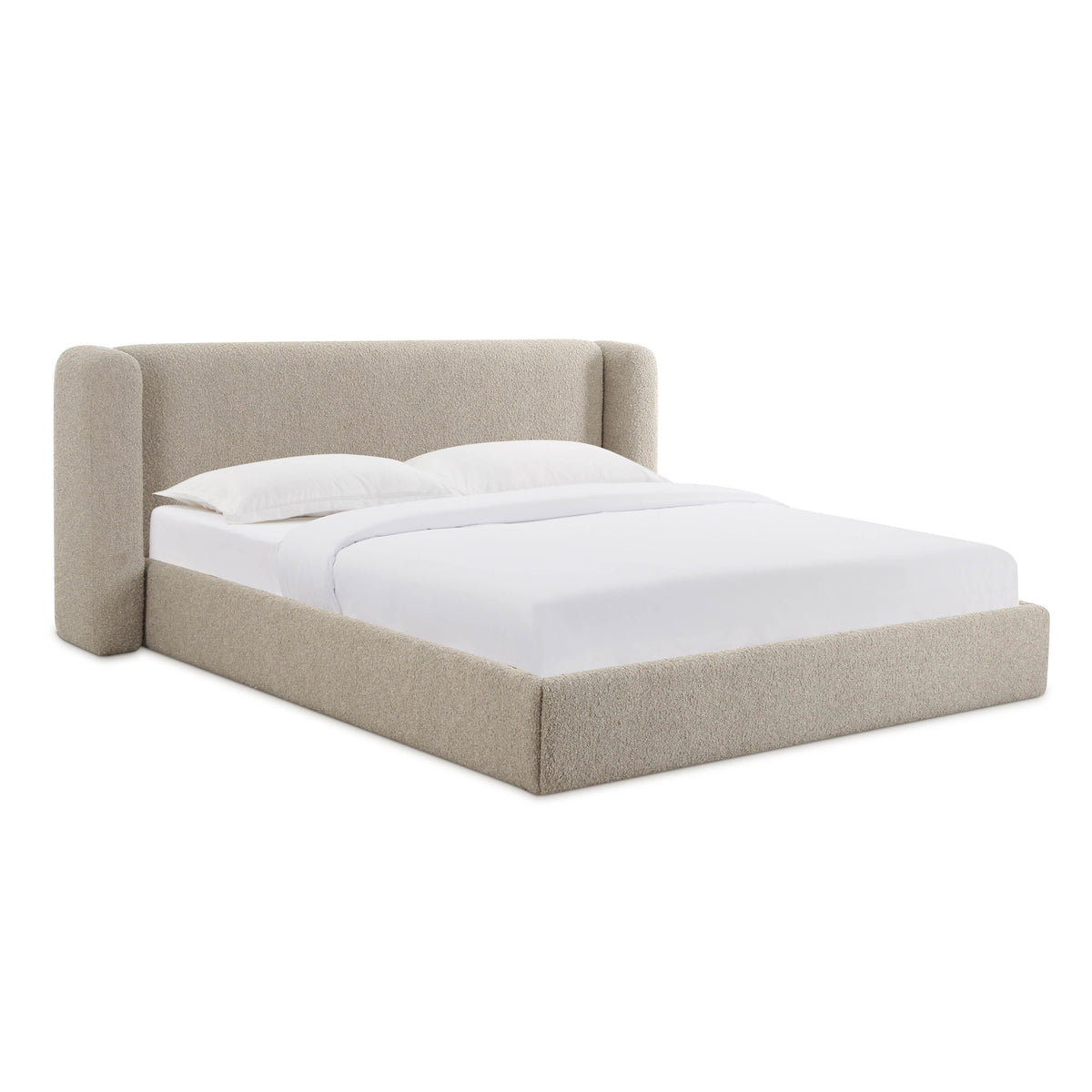 Babette Tan Contract-Grade Boucle Bed — Tan King