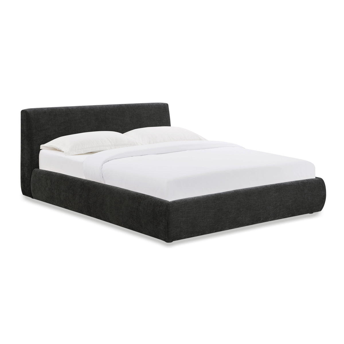 Isla Textured Performance Velvet Bed — Charcoal Queen