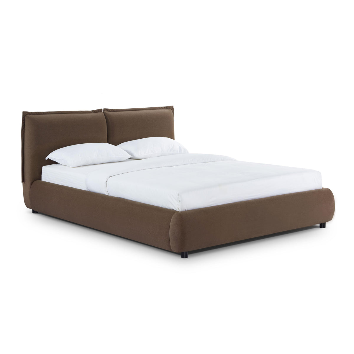 Mel Performance Faux Mohair Velvet Bed — Brown Queen