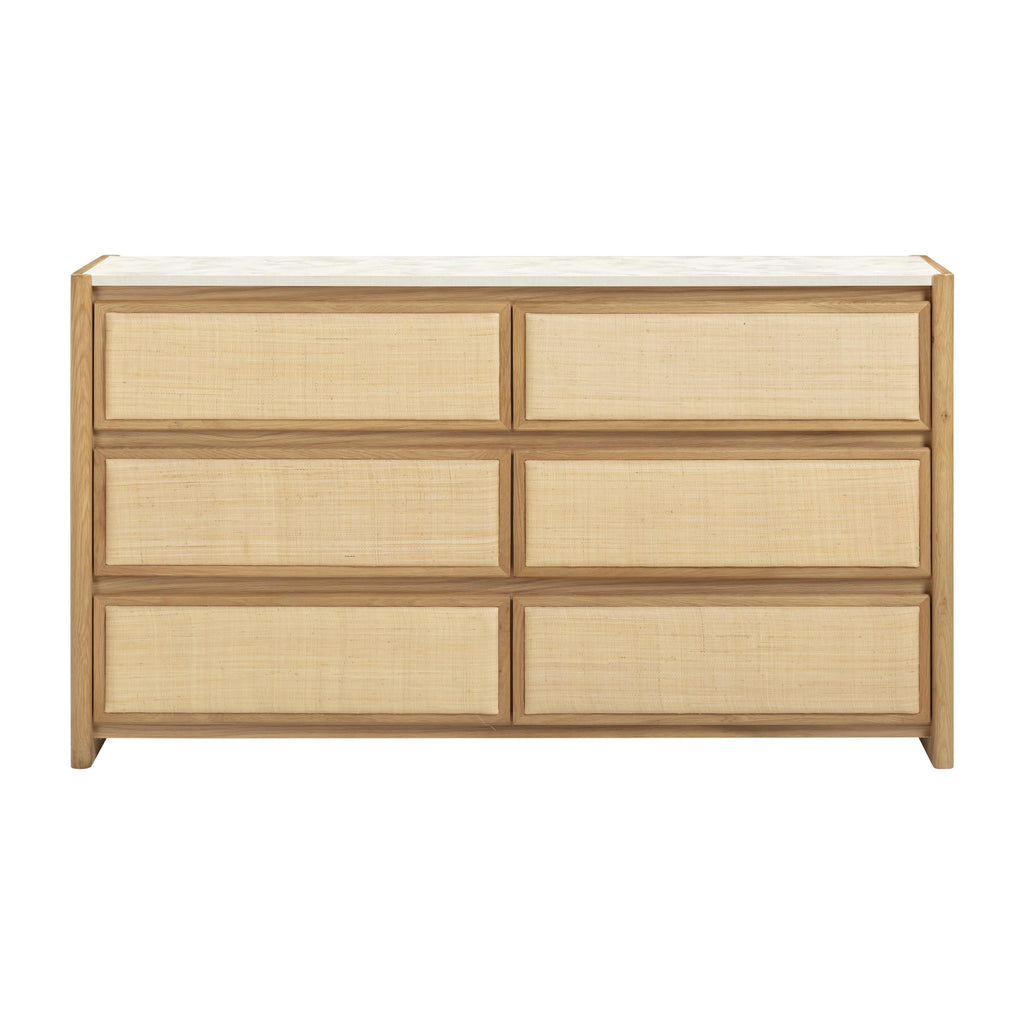 Paige 56" Natural Oak 6-Drawer Dresser