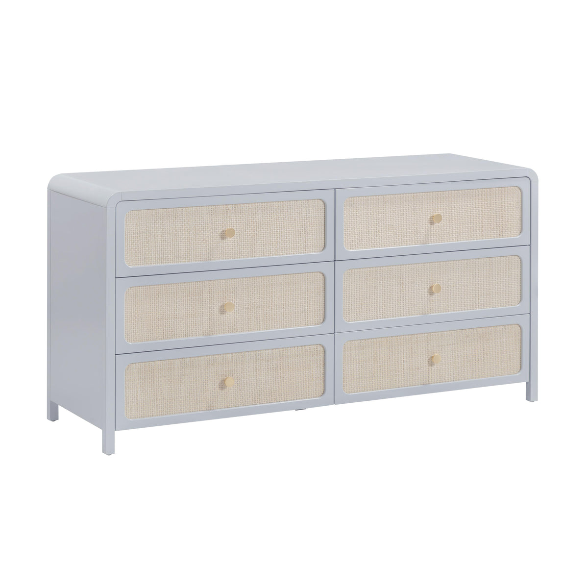 Patty 62" Rattan 6 Drawer Dresser — Blue null