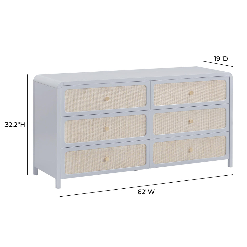 Patty 62" Rattan 6 Drawer Dresser
