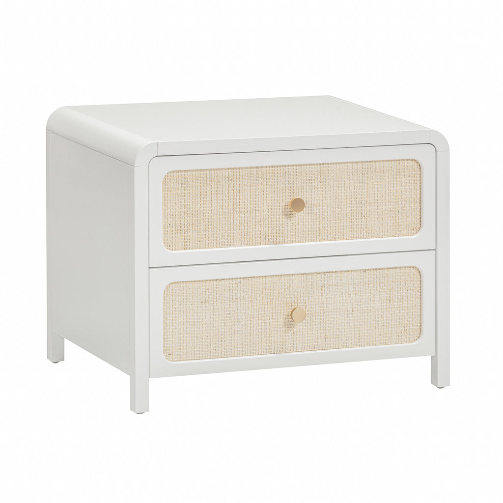 Patty 28" Rattan 2 Drawer Nightstand — White null