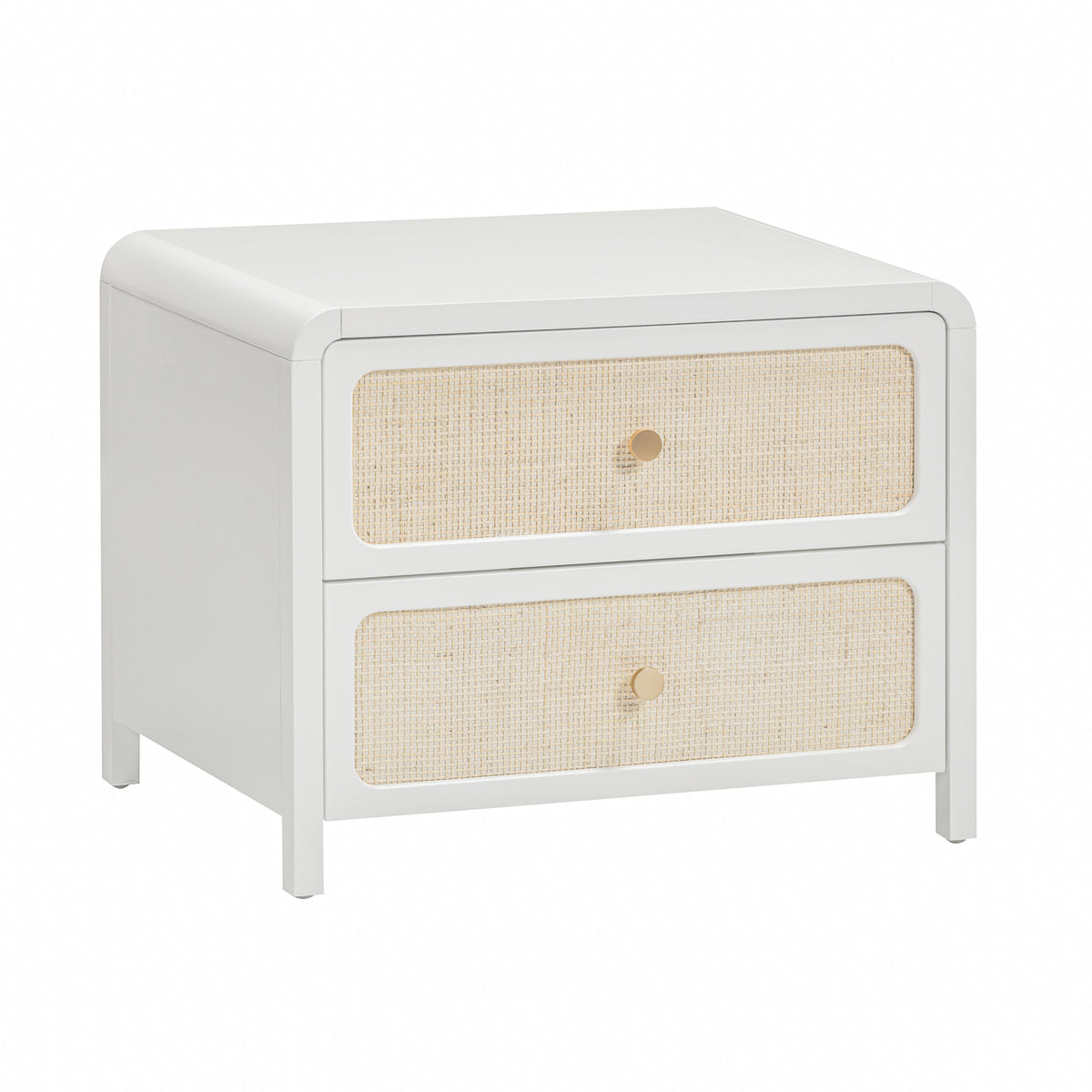 Patty 28" Rattan 2 Drawer Nightstand — White null