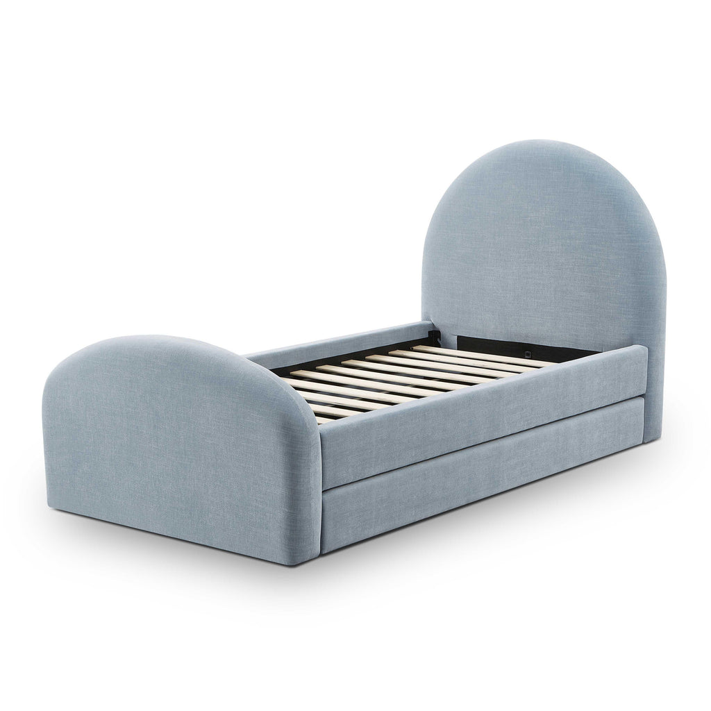 Moon Chambray Blue Performance Chenille Twin Trundle Bed