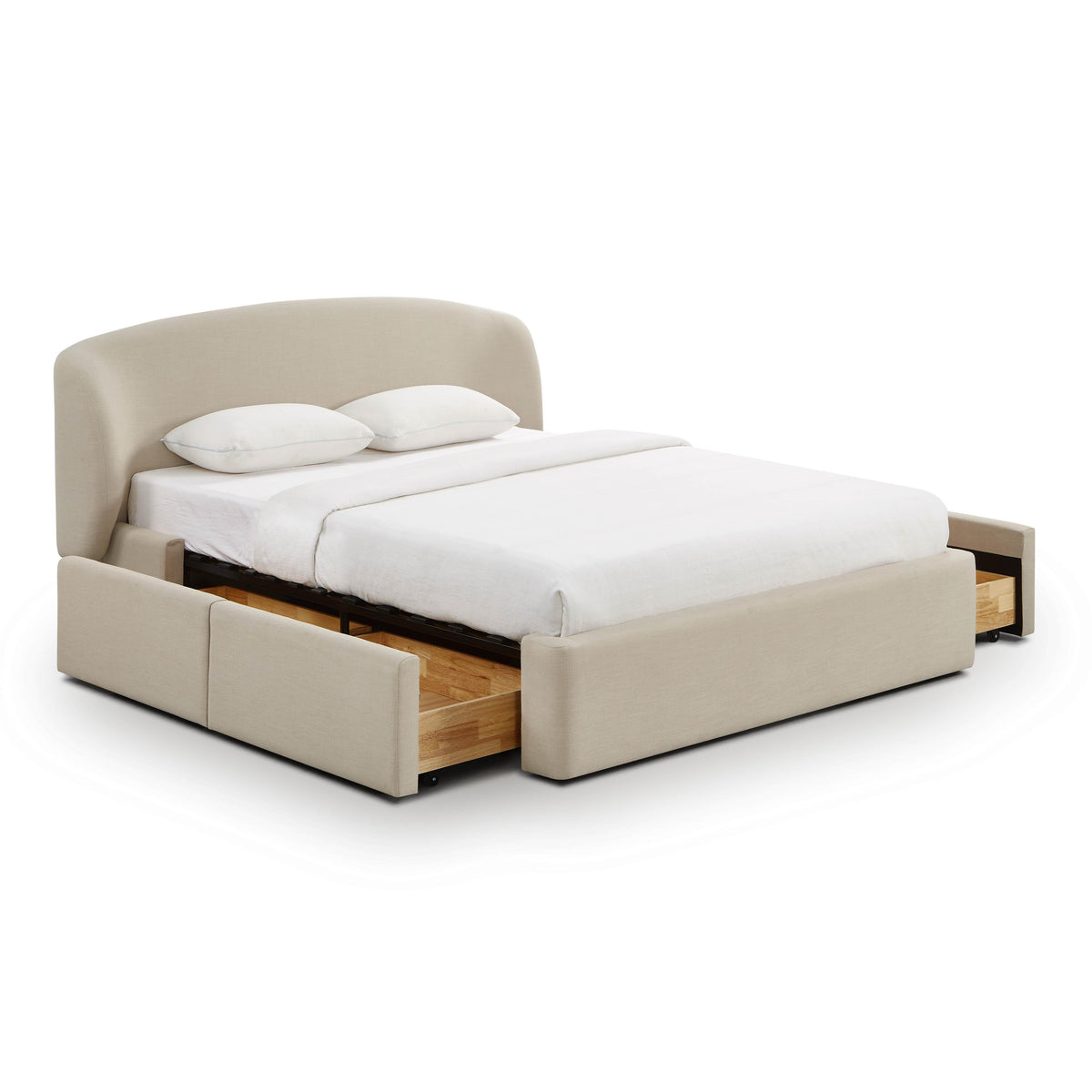 Corey Upcycled Performance Linen Storage Bed — Taupe Queen