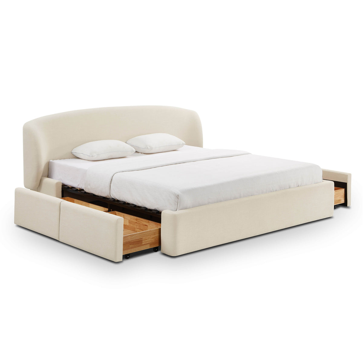 Corey Upcycled Performance Linen Storage Bed — Cream King