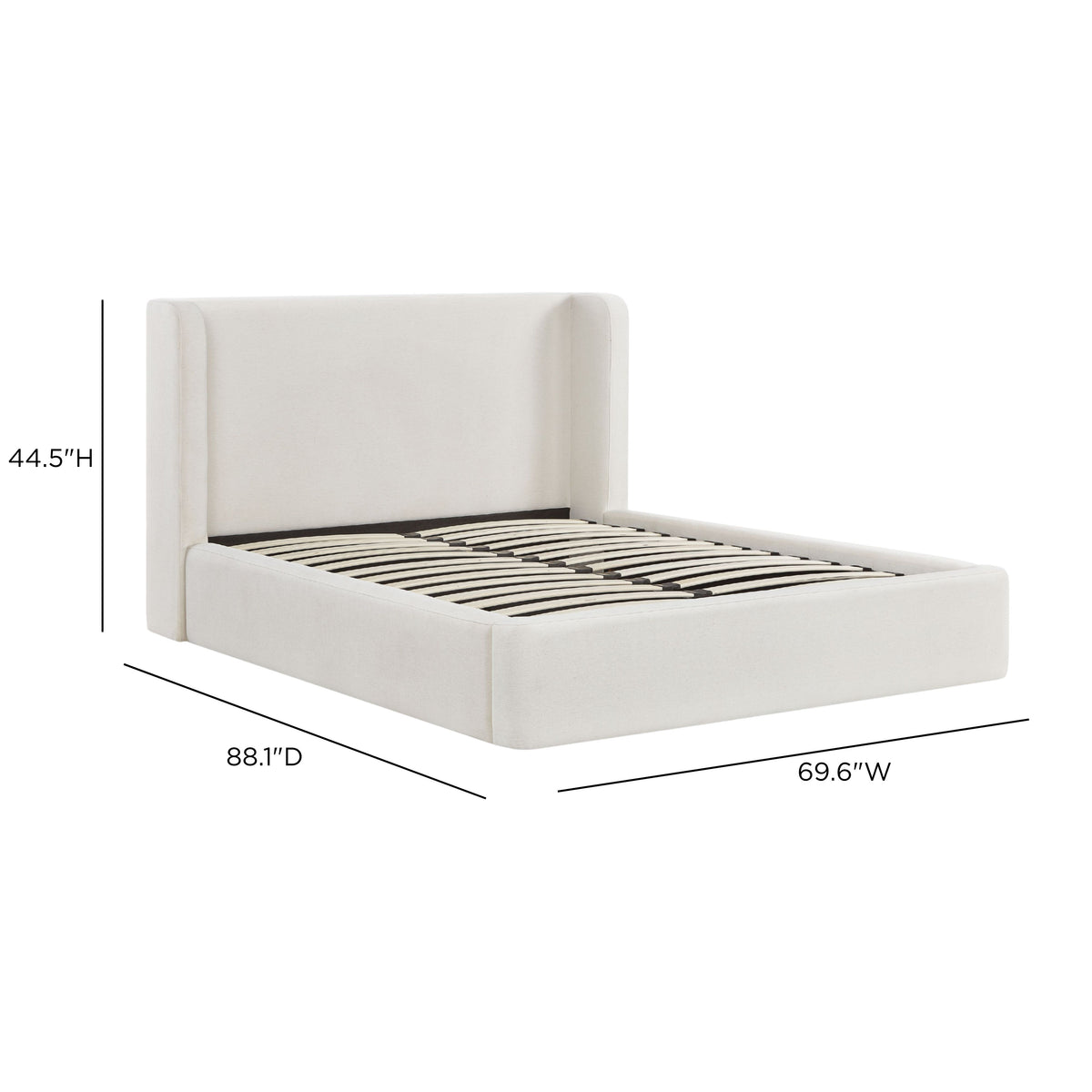 Harmony Performance Chenille Storage Bed dimensions — Cream Queen
