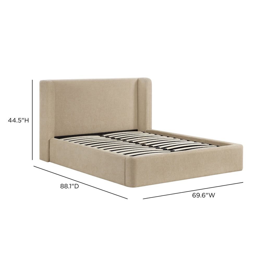 Harmony Performance Chenille Storage Bed dimensions — Tan Queen