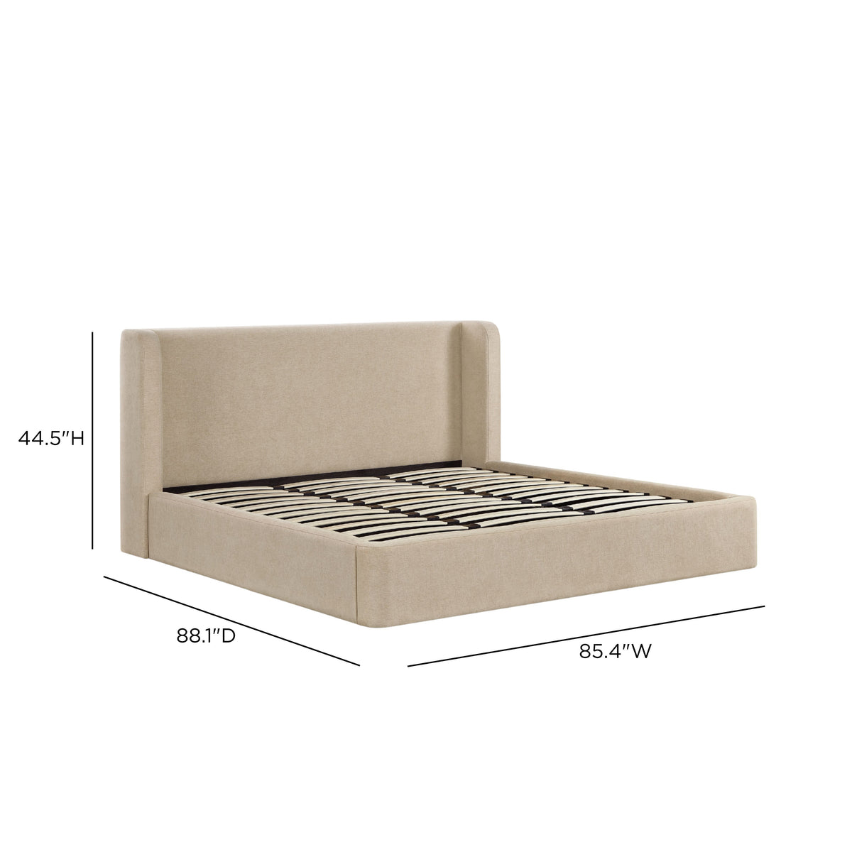 Harmony Performance Chenille Storage Bed dimensions — Tan King