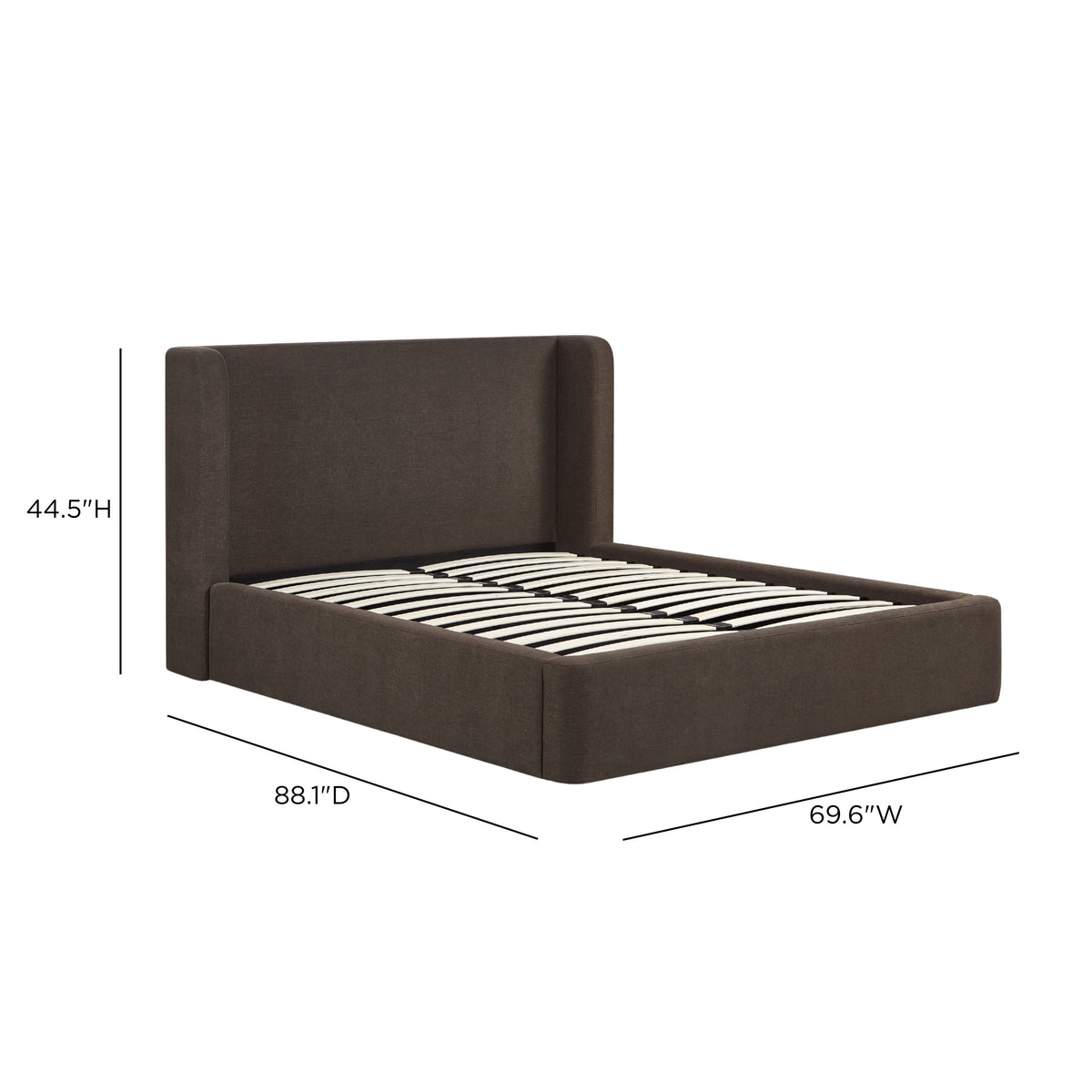 Harmony Performance Chenille Storage Bed dimensions — Chocolate Queen