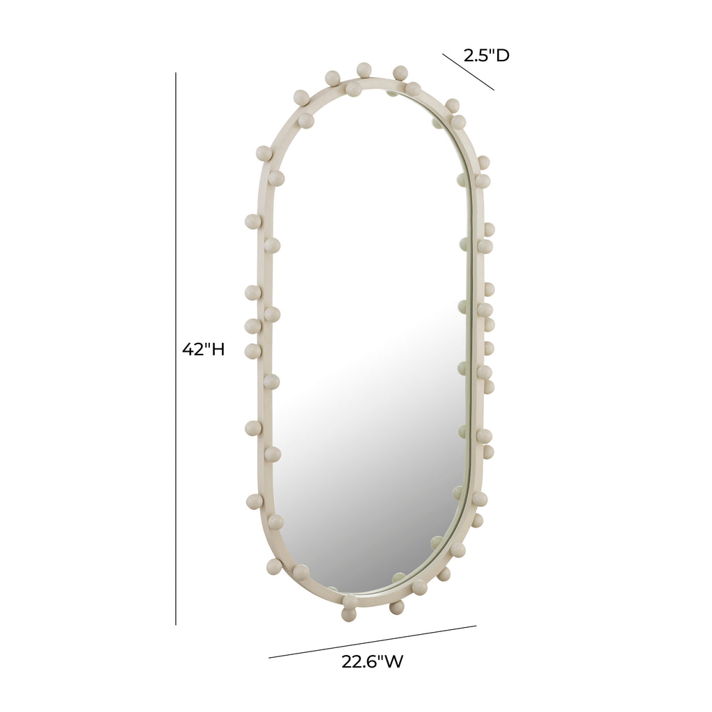 Bubbles Ivory Oval Wall Mirror (17"X31.5"-22.6"X42")