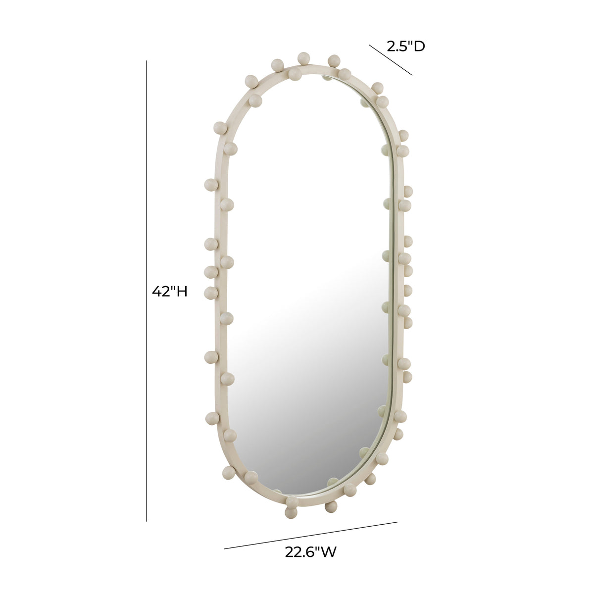 Bubbles Ivory Oval Wall Mirror (17"X31.5"-22.6"X42")
