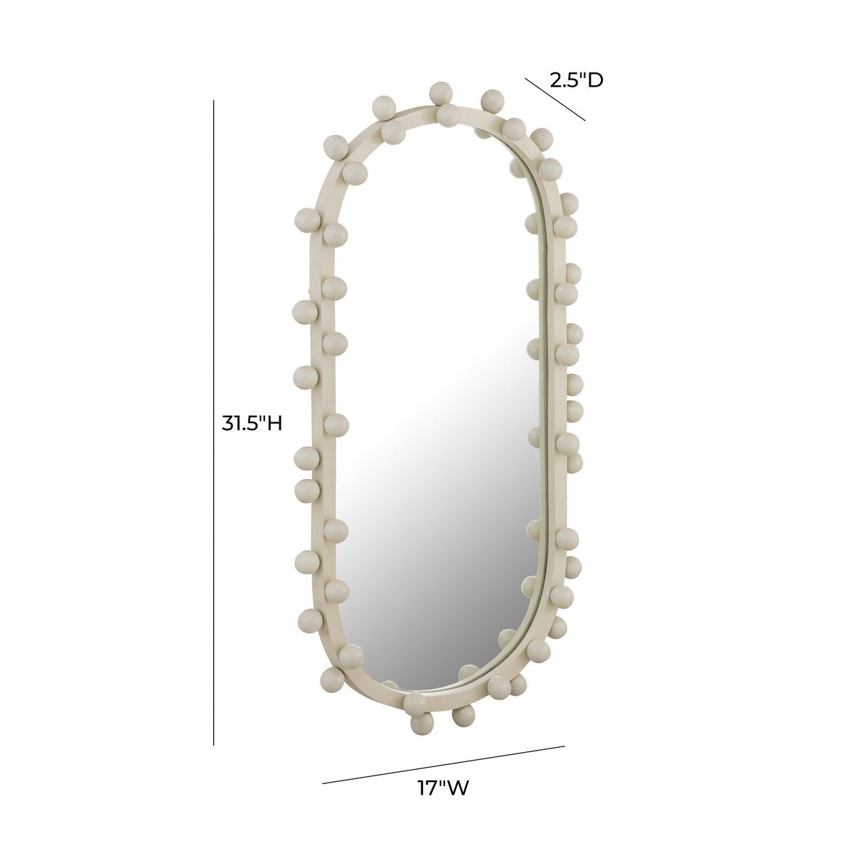 Bubbles Ivory Oval Wall Mirror (17"X31.5"-22.6"X42")