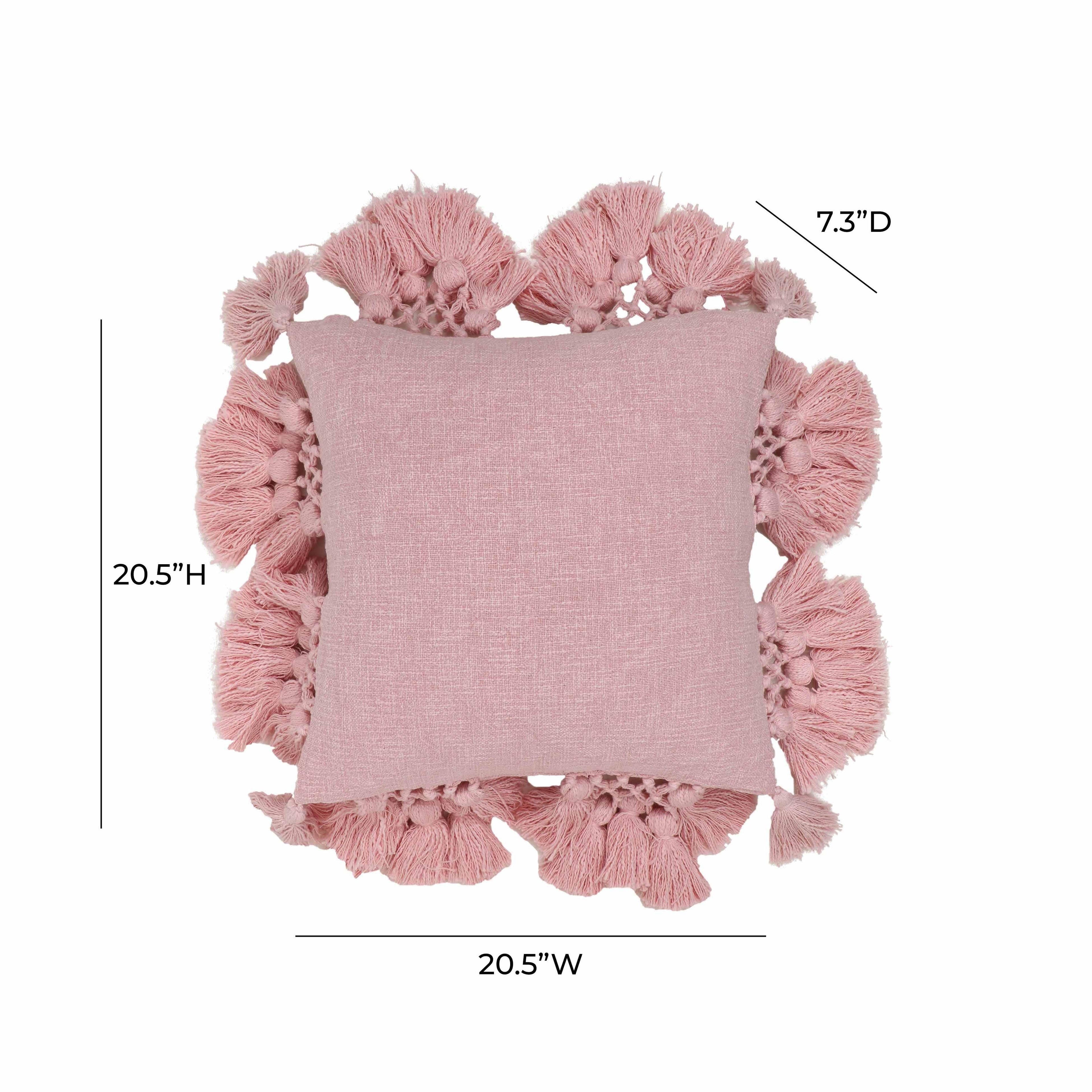 Stone 21" Washed Cotton Tasseled Square Throw Pillow Cover