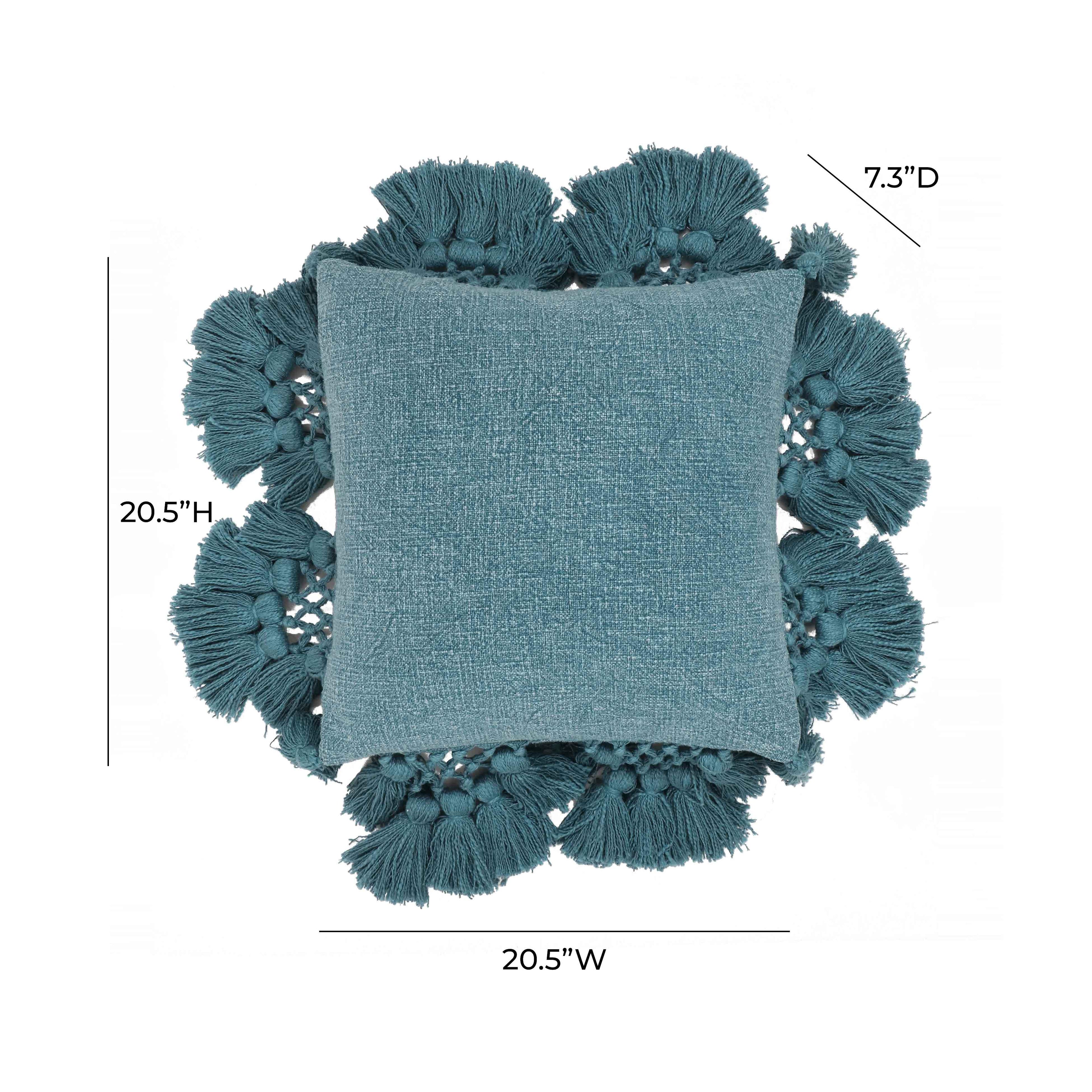 Stone 21" Washed Cotton Tasseled Square Throw Pillow Cover