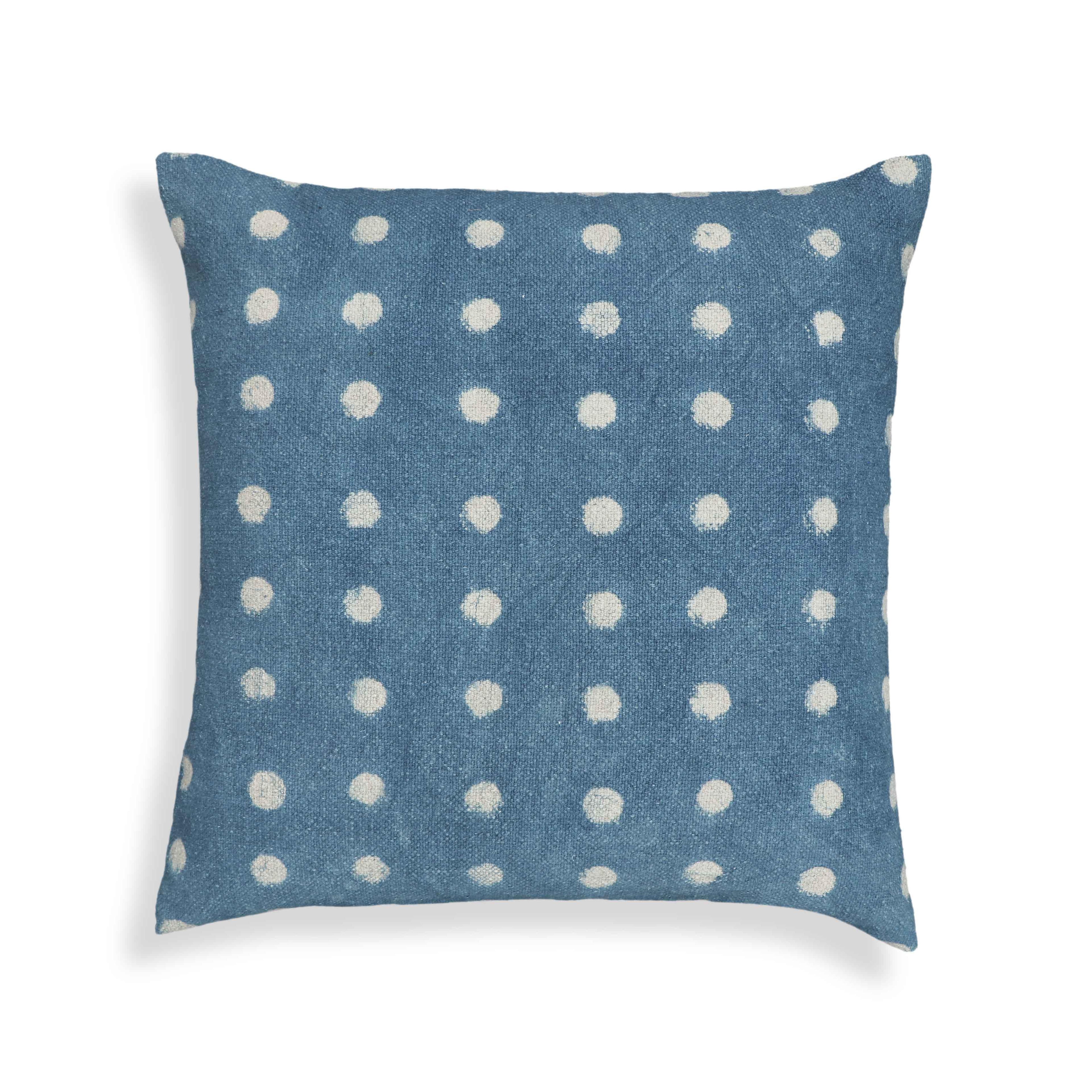 Indigo Dots 20" Cotton Square Throw Pillow Cover