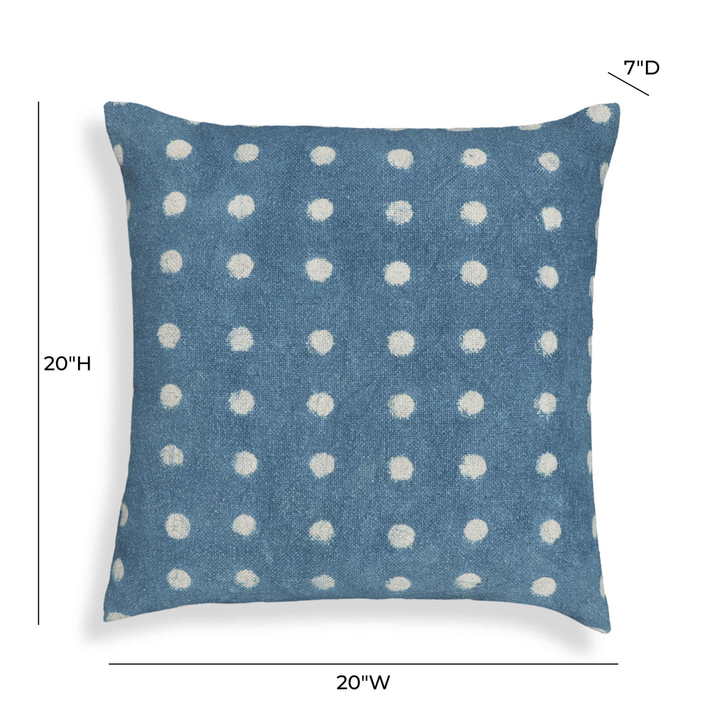 Indigo Dots 20" Cotton Square Throw Pillow Cover