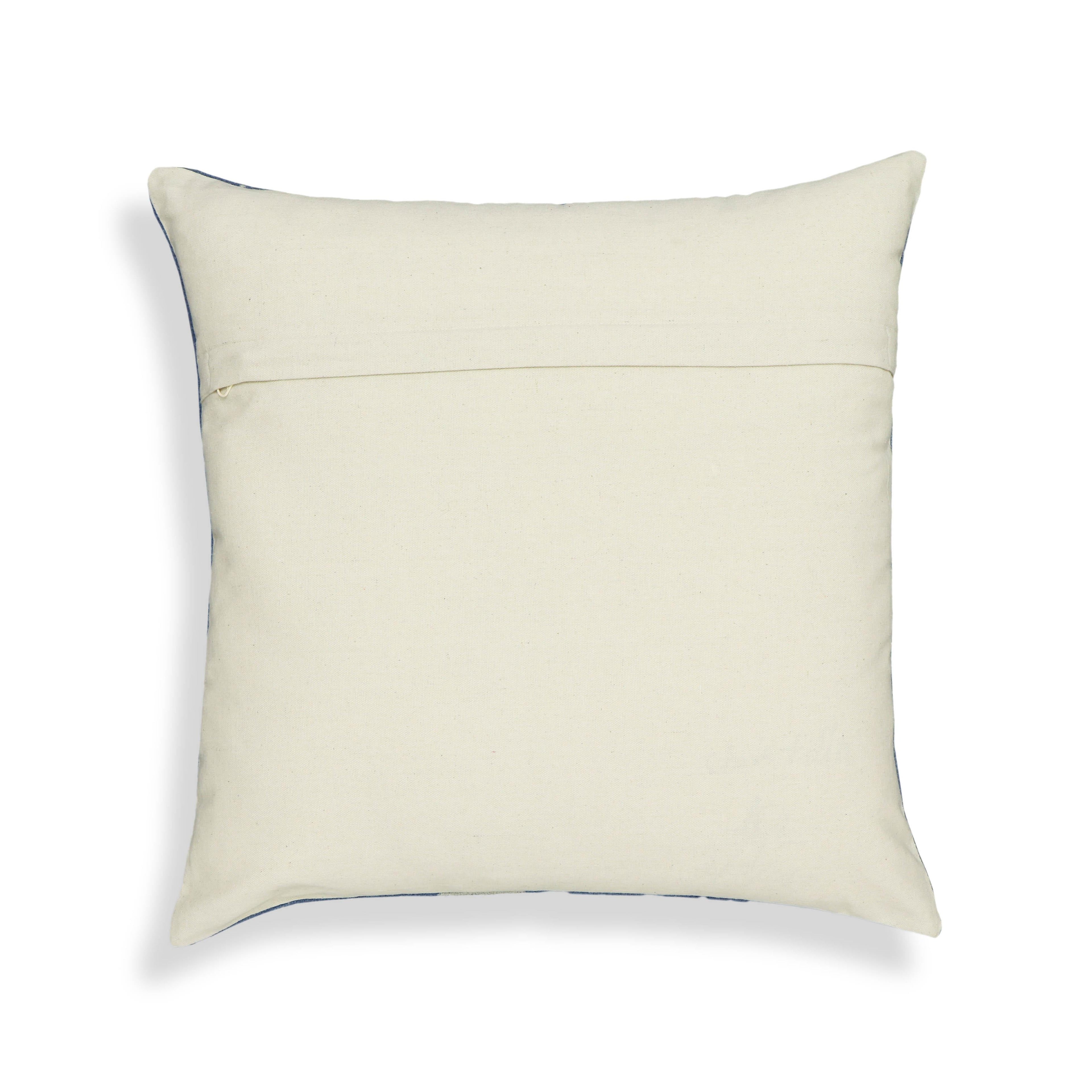 Indigo Triangles 20" Cotton Square Throw Pillow Cover