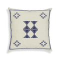Aztec 20" Cream &amp; Indigo Wool Square Throw Pillow Cover