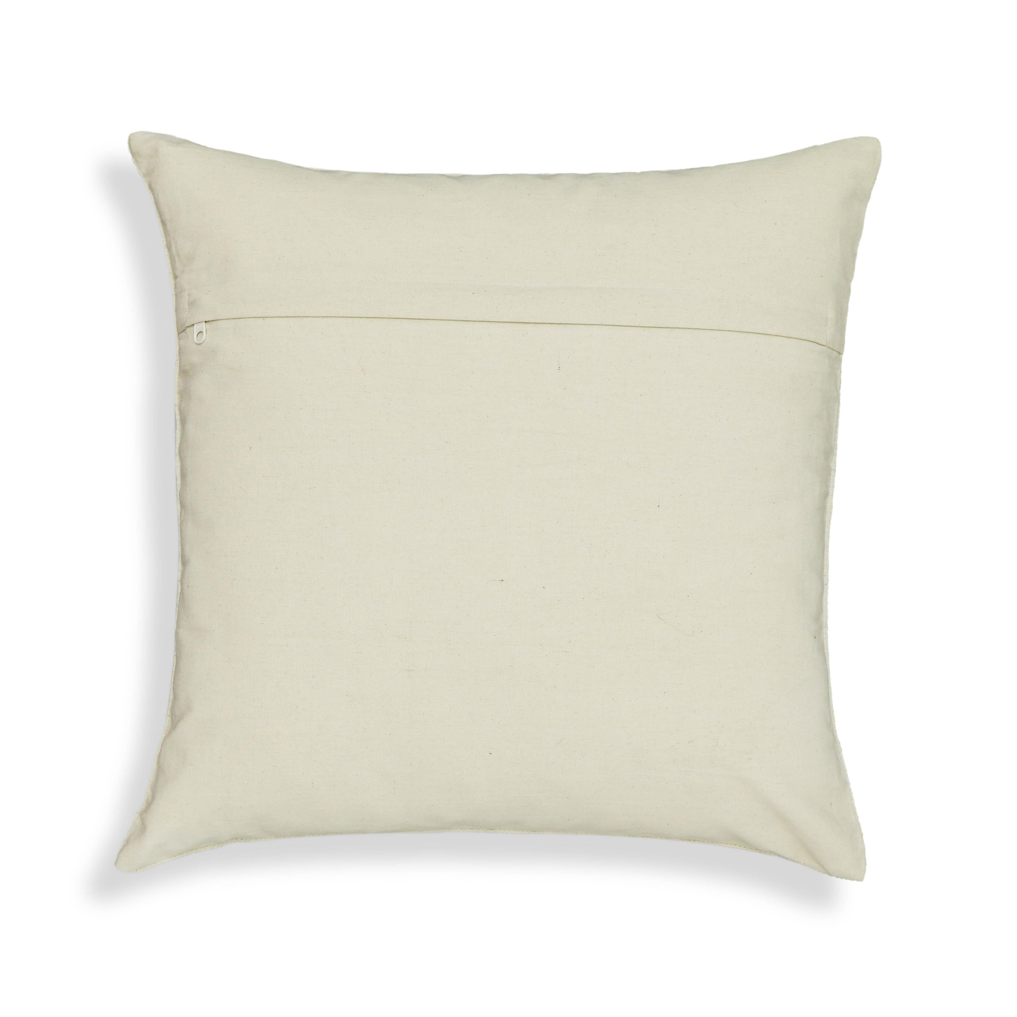 Aztec 20" Cream &amp; Indigo Wool Square Throw Pillow Cover