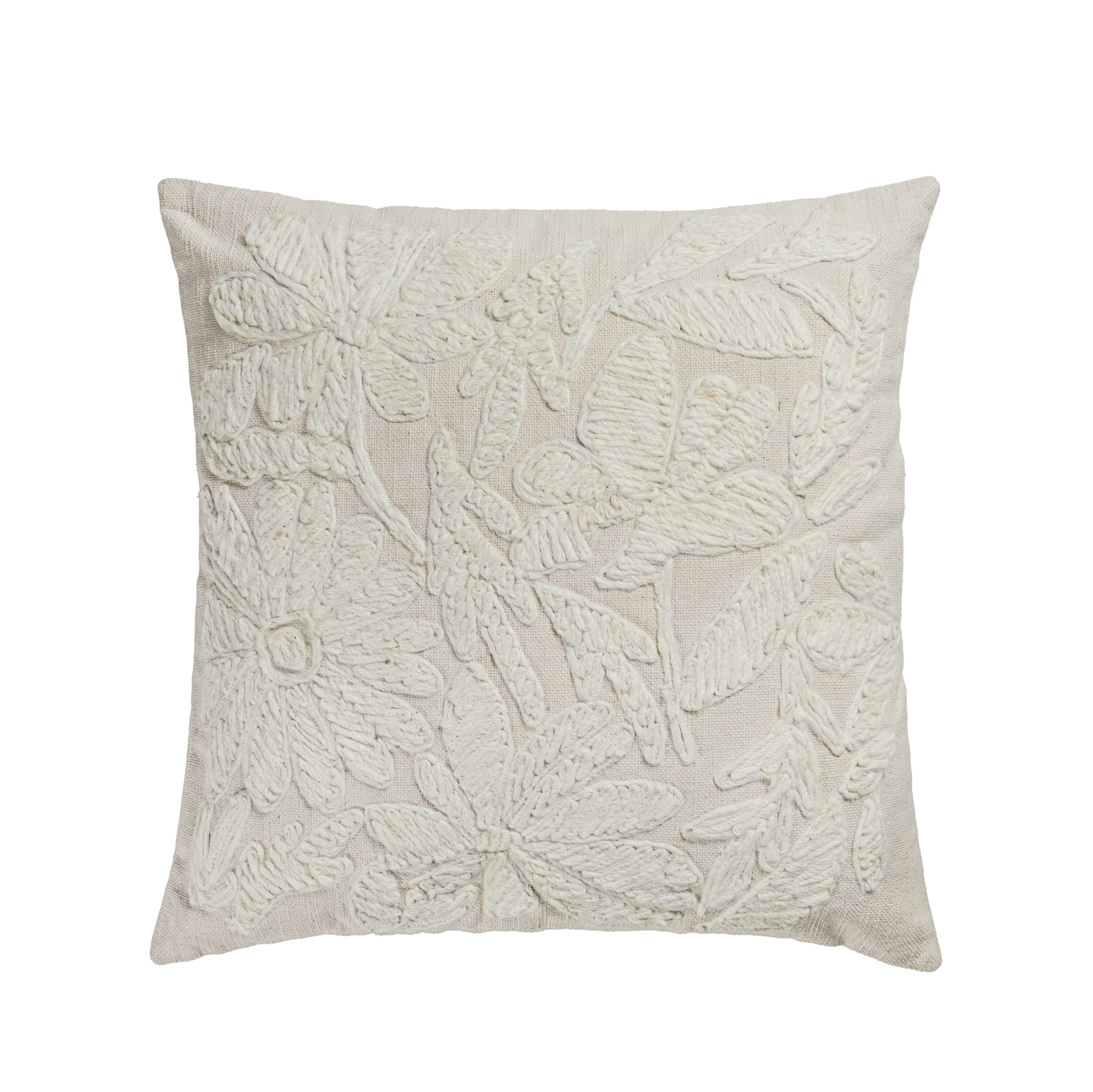 Tabitha 20" Square Embroidered Throw Pillow