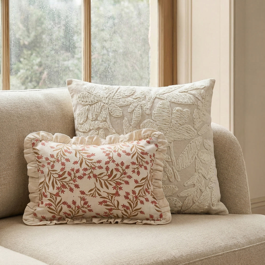 Tabitha 20" Square Embroidered Throw Pillow