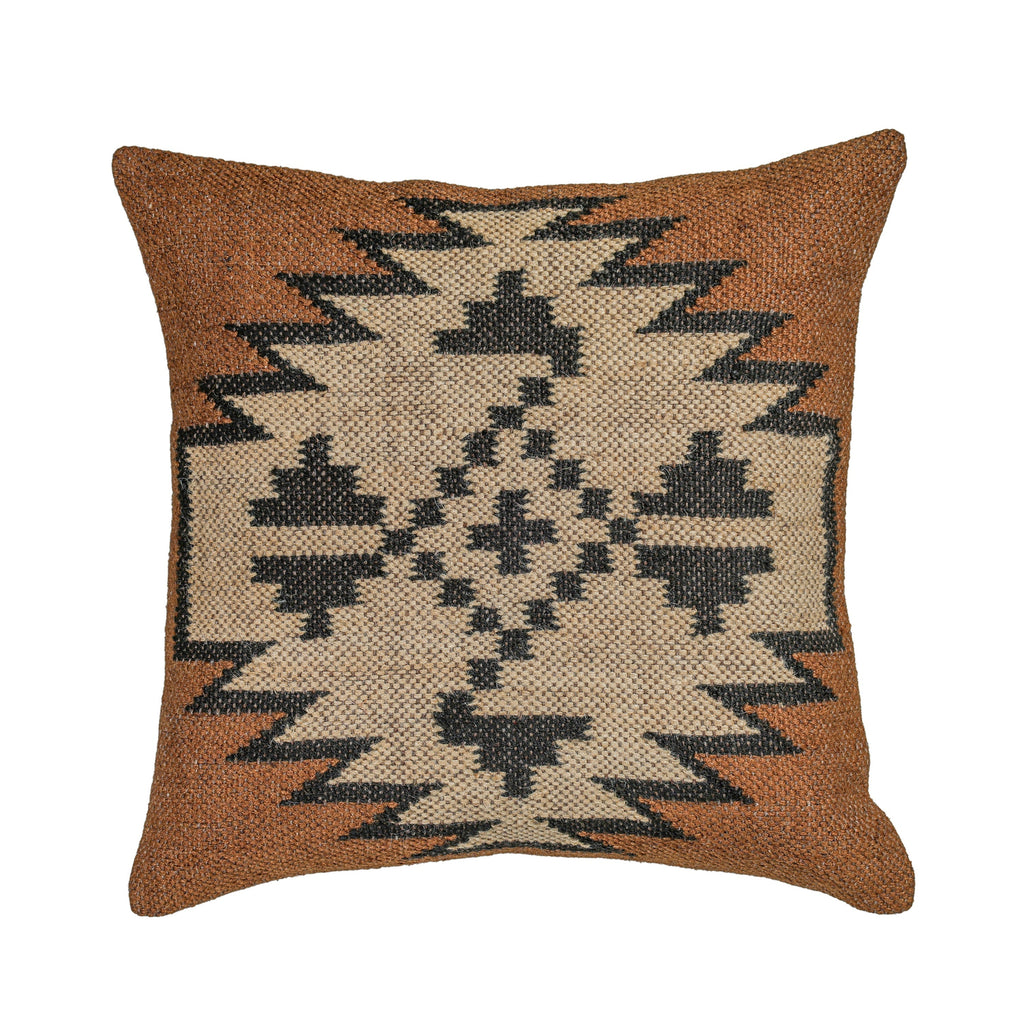 Terra 20" Square Wool and Jute Kilim Throw Pillow