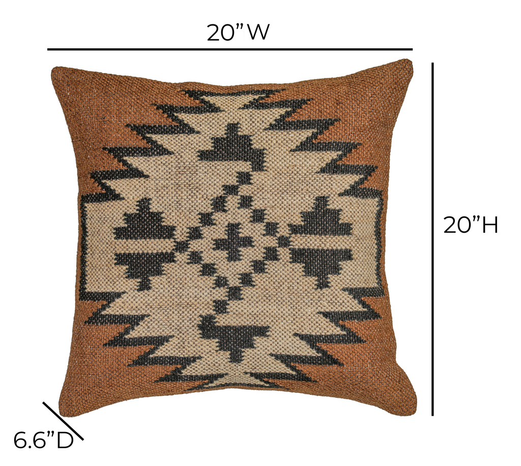 Terra 20" Square Wool and Jute Kilim Throw Pillow