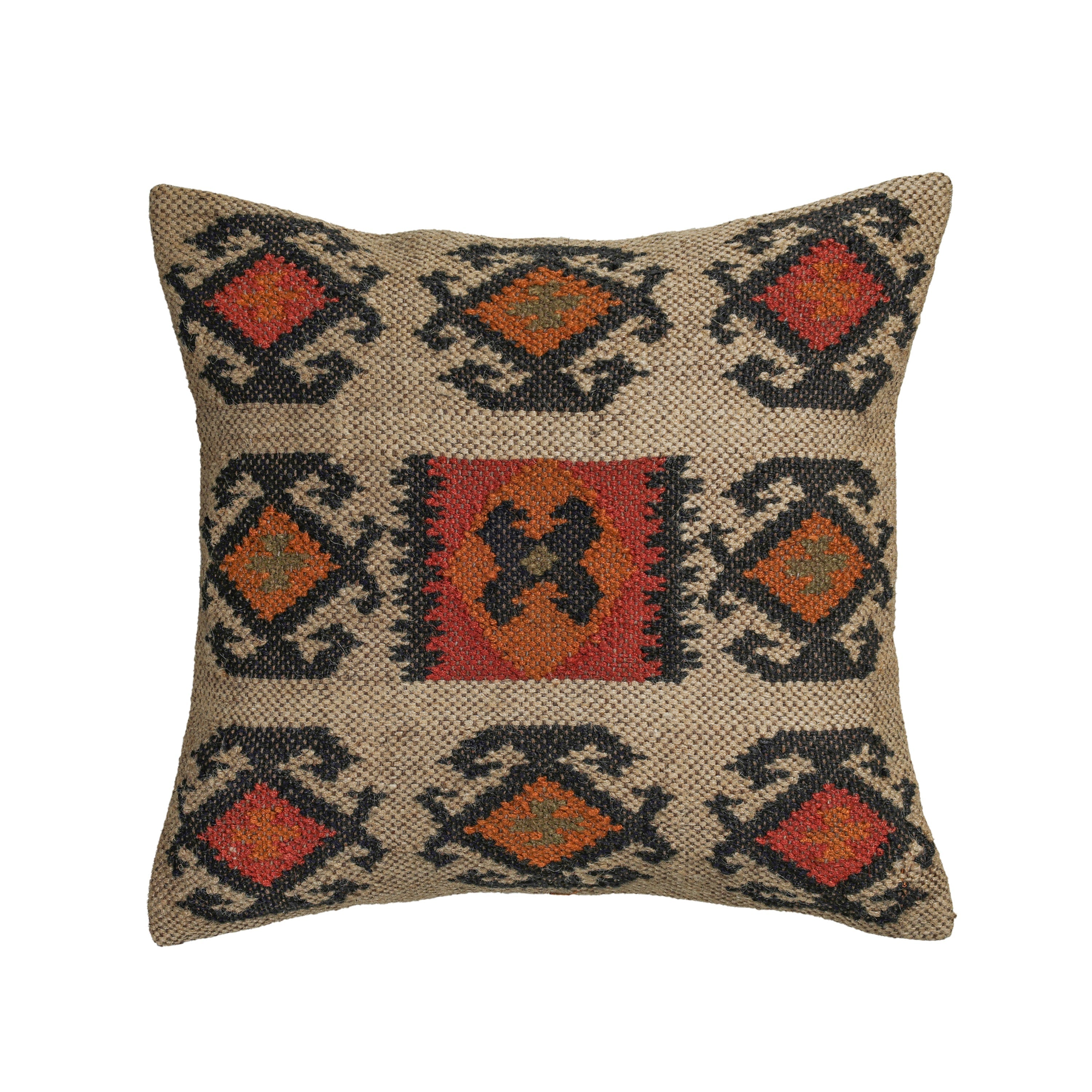 Terra 20" Square Wool and Jute Kilim Throw Pillow