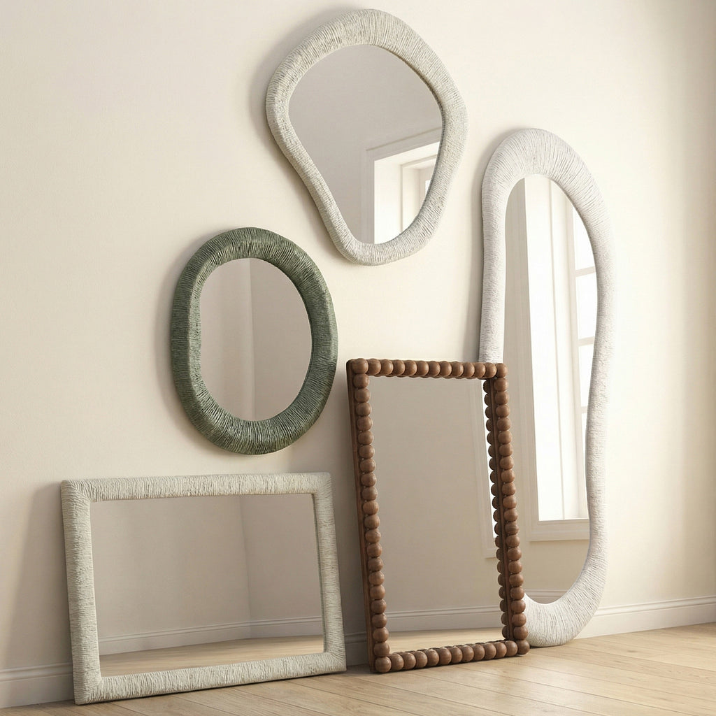 Orpheus 34"X47" Ribbed Faux Stone Rectangular Wall Mirror