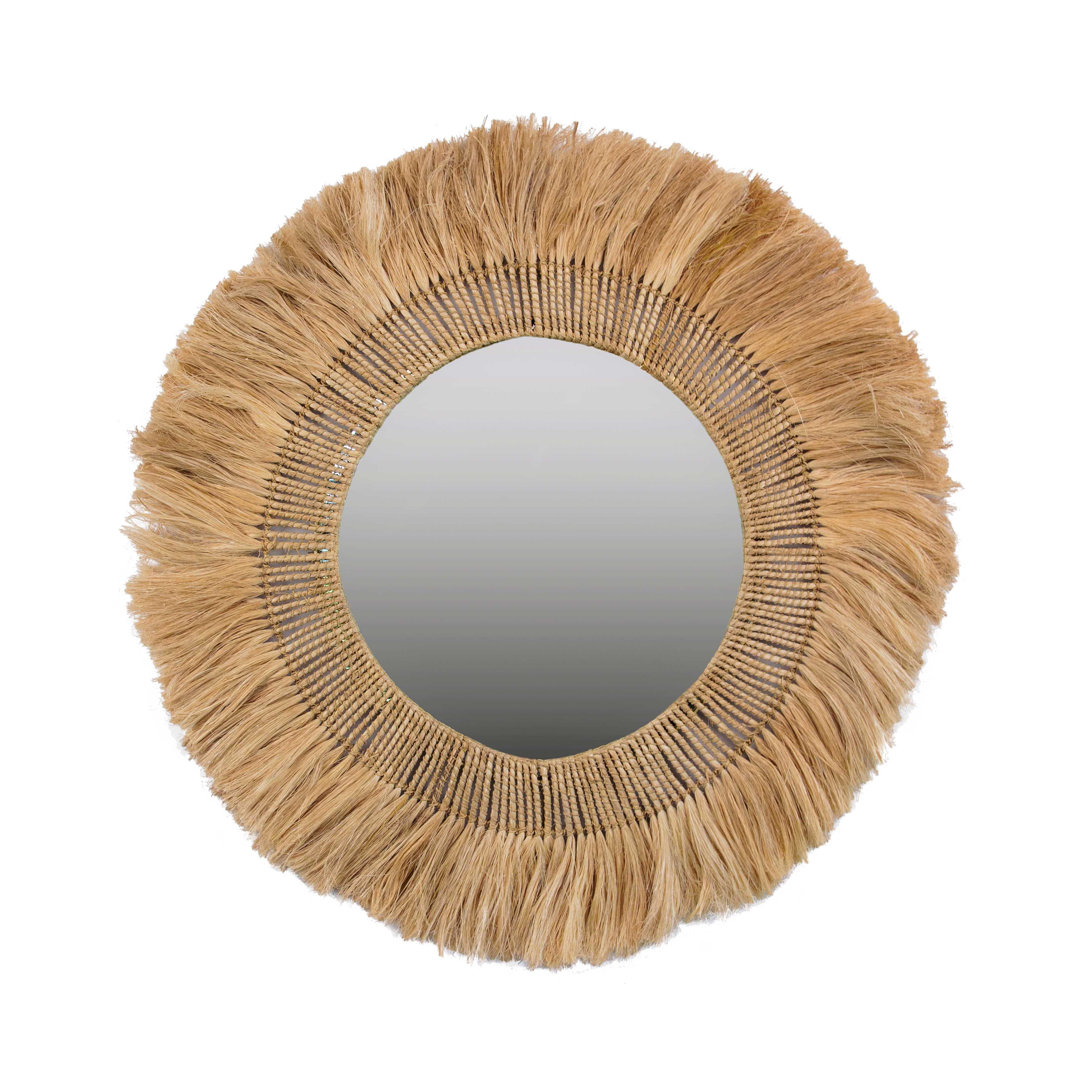 Karissa 35" Natural Abaca Wall Mirror