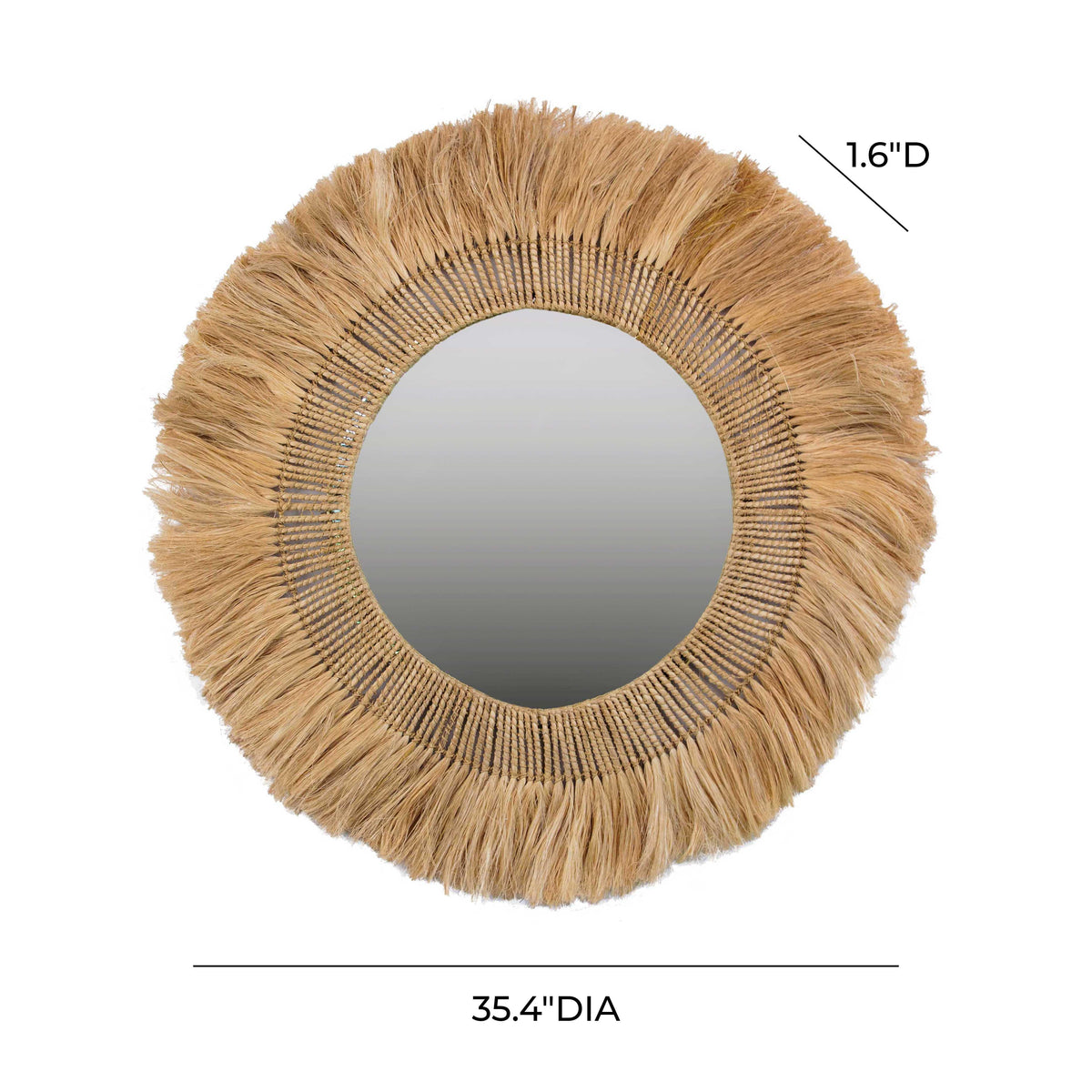 Karissa 35" Natural Abaca Wall Mirror