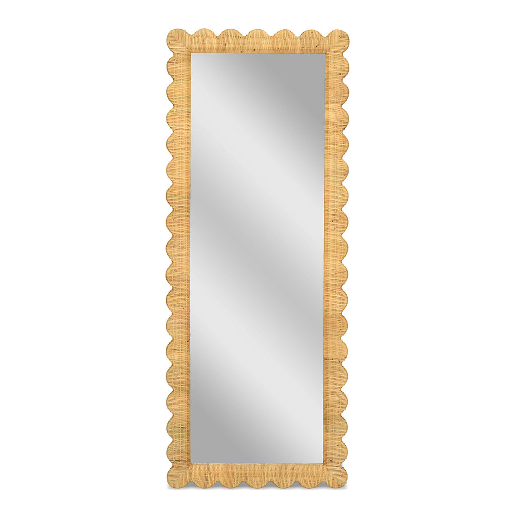 Bama 29.1"X75" Long Natural Rattan Wall Mirror